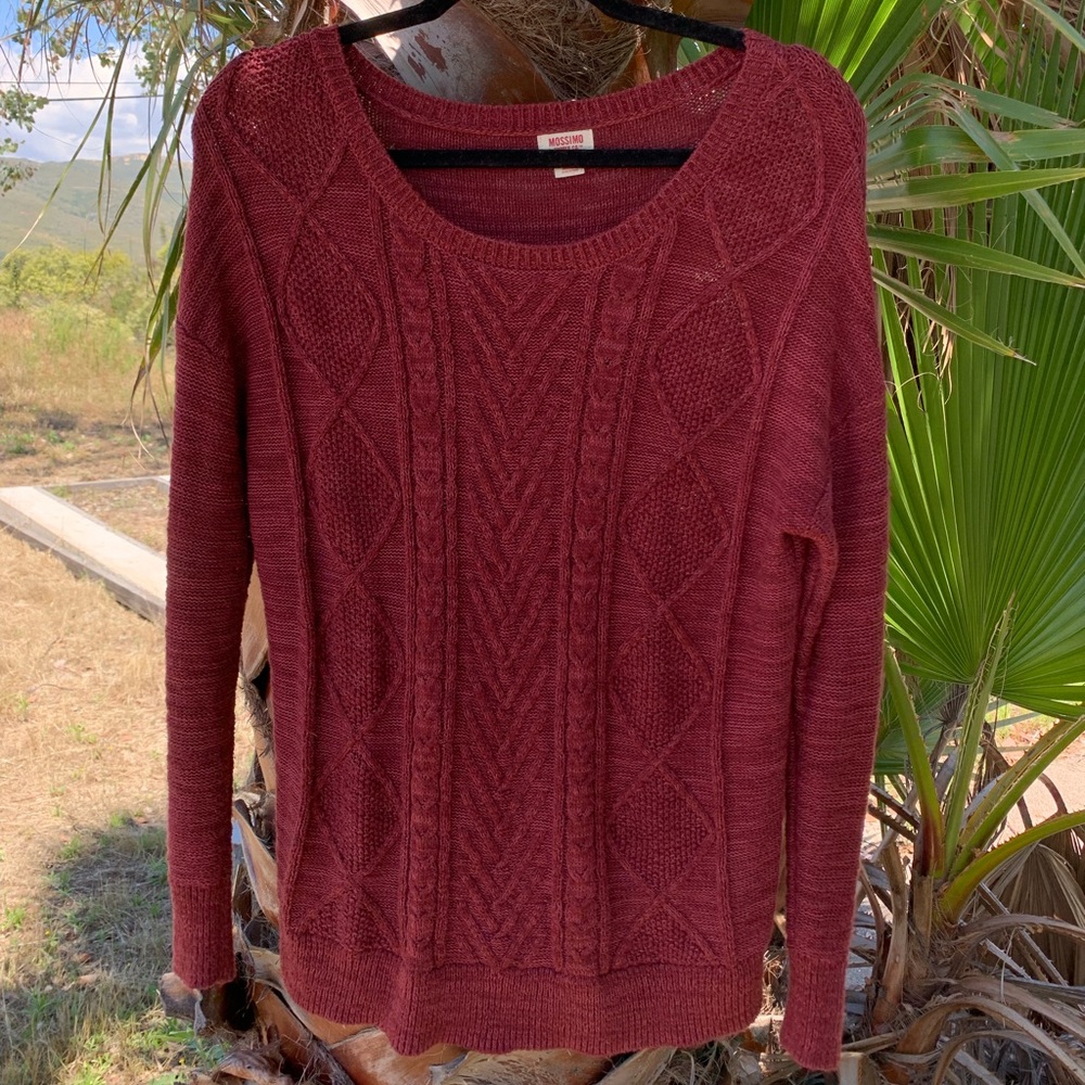 Cozy Maroon Knot Sweater